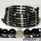 36inch White Cat's Eye Opal,Hematite,Magnetic Wrap Bracelet Necklace All in One Set